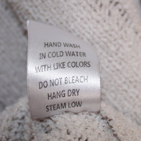 Pink Lily beige/tan long-sleeve crew neck chunky cable knit cropped sweater L - Picture 9 of 9